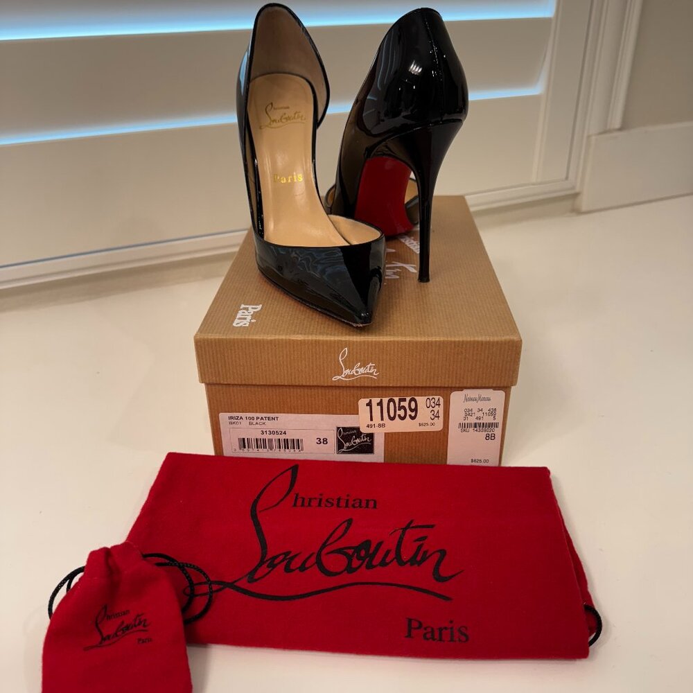 Size 38 - Christian Louboutin Iriza Pump 100 Patent Black
